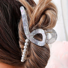 Acetate Hair Claw Faux Pearl Ponytail Holder Hair Accessories