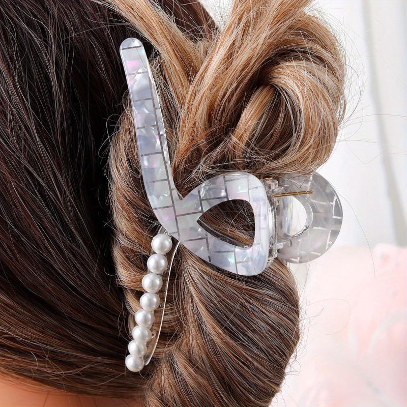 Acetate Hair Claw Faux Pearl Ponytail Holder Hair Accessories