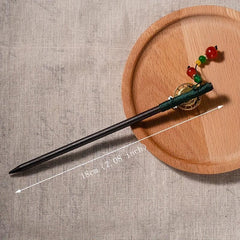 Chinese Style Floral Hairpin Wooden Hair Stick Ponytail Holder