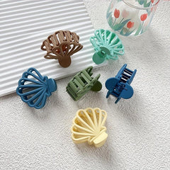 3pcs Shell Cut out Shape Hair Clip Multicolor Grab Clip Female Hair Claw
