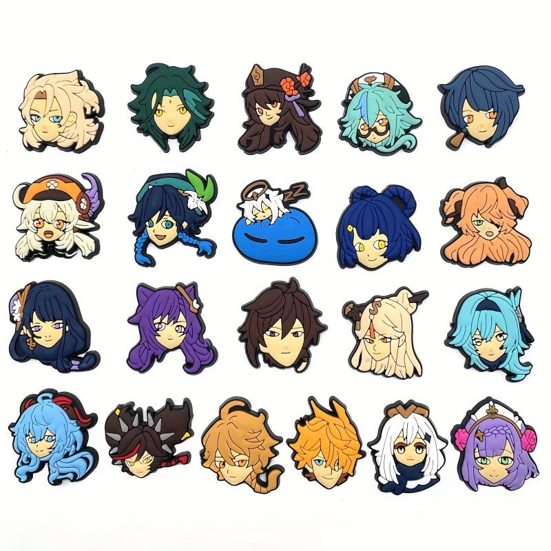 21pcs Anime Figure Charm Shoe Decorations Cartoon PVC Shoe Charms Casual Style
