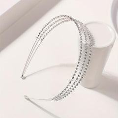 Three Layered Rhinestone Headband Metal Headdress for Wedding