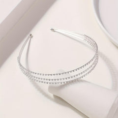 Three Layered Rhinestone Headband Metal Headdress for Wedding