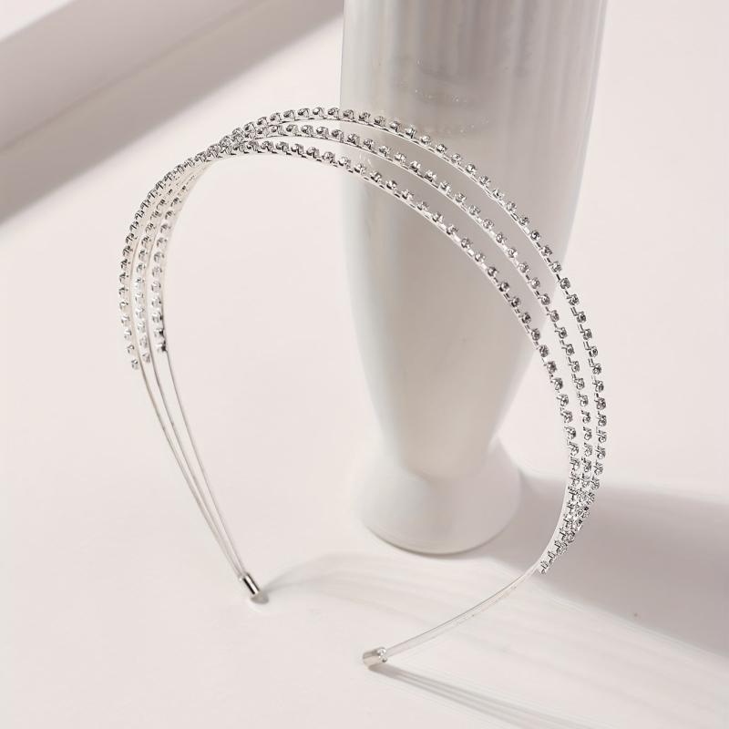 Three Layered Rhinestone Headband Metal Headdress for Wedding