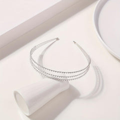 Three Layered Rhinestone Headband Metal Headdress for Wedding