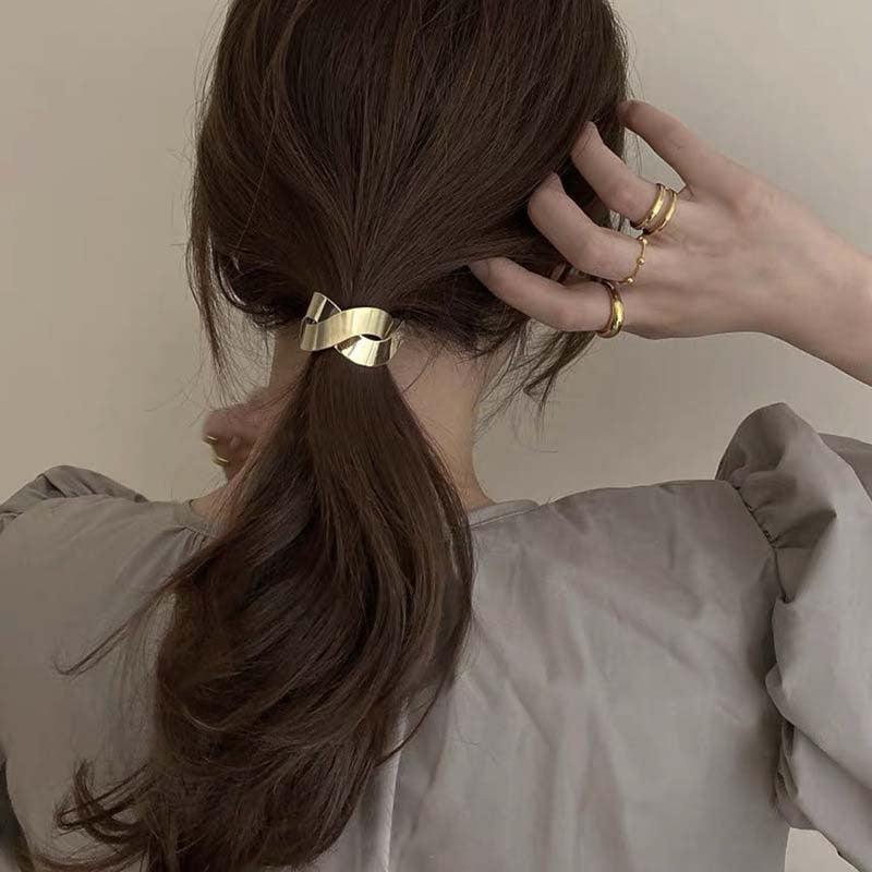 Golden Metal Hair Tie High Elastic Rubber Band Head Rope