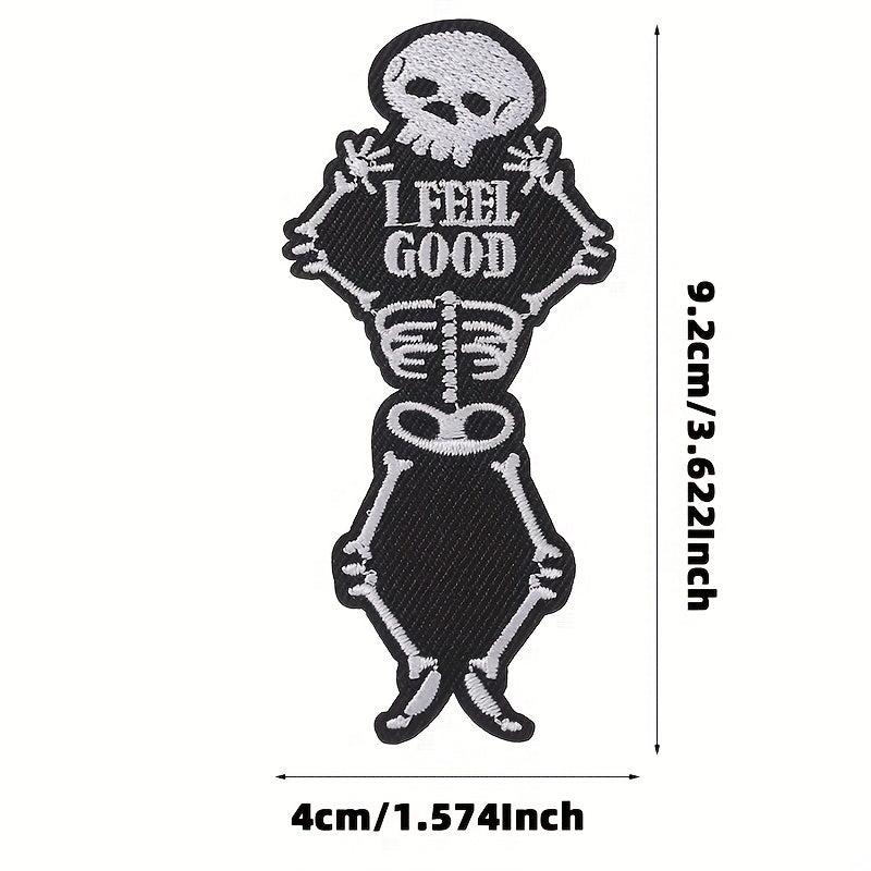 6pcs Halloween Punk Style Skull Cloth Stickers Embroidered Cloth Stickers