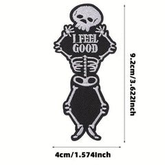 6pcs Halloween Punk Style Skull Cloth Stickers Embroidered Cloth Stickers