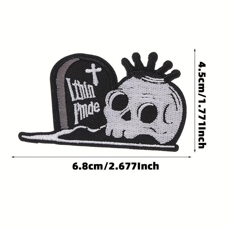 6pcs Halloween Punk Style Skull Cloth Stickers Embroidered Cloth Stickers
