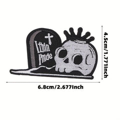 6pcs Halloween Punk Style Skull Cloth Stickers Embroidered Cloth Stickers