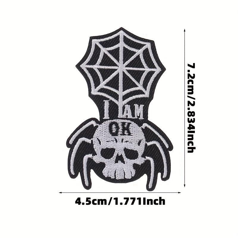 6pcs Halloween Punk Style Skull Cloth Stickers Embroidered Cloth Stickers