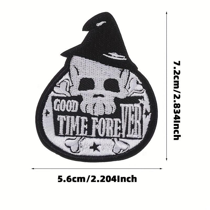 6pcs Halloween Punk Style Skull Cloth Stickers Embroidered Cloth Stickers