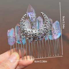 Raw Crystal Quartz Mermaid Hair Comb Natural Stones Accessories