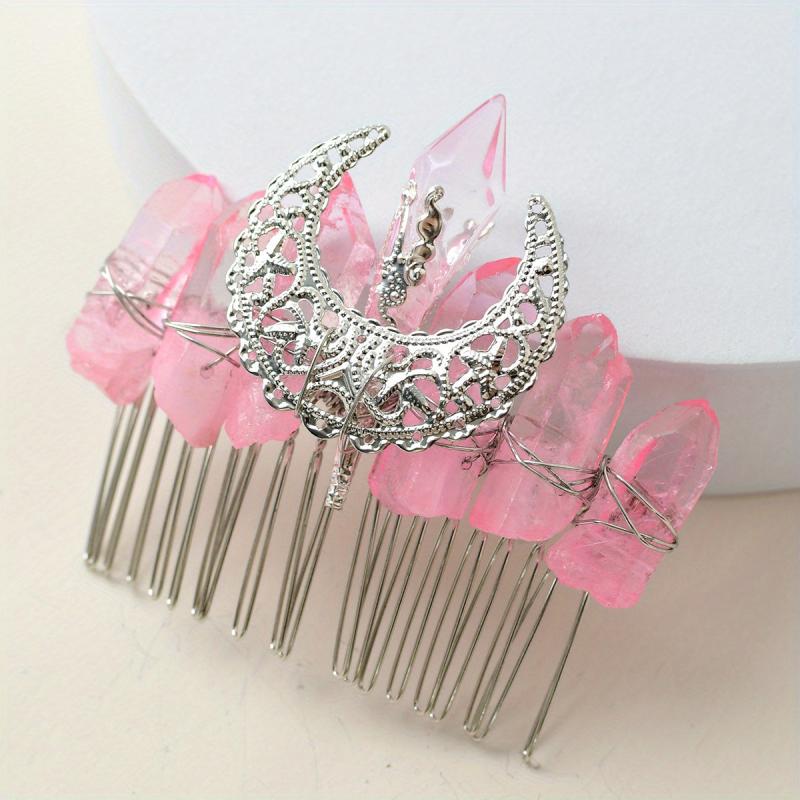 Raw Crystal Quartz Mermaid Hair Comb Natural Stones Accessories