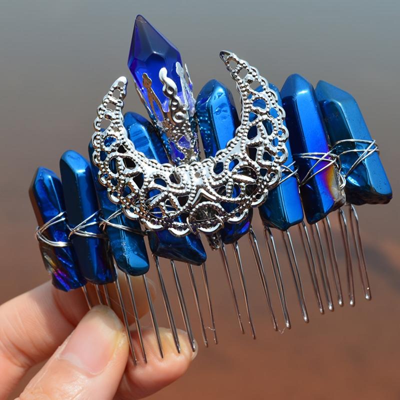 Raw Crystal Quartz Mermaid Hair Comb Natural Stones Accessories