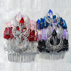 Raw Crystal Quartz Mermaid Hair Comb Natural Stones Accessories