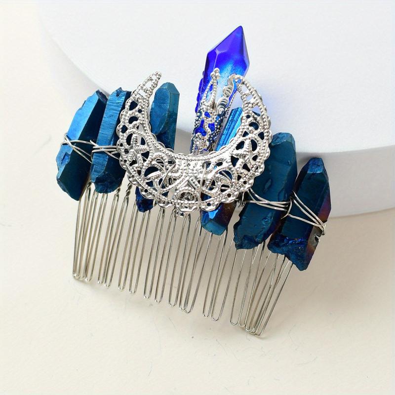 Raw Crystal Quartz Mermaid Hair Comb Natural Stones Accessories