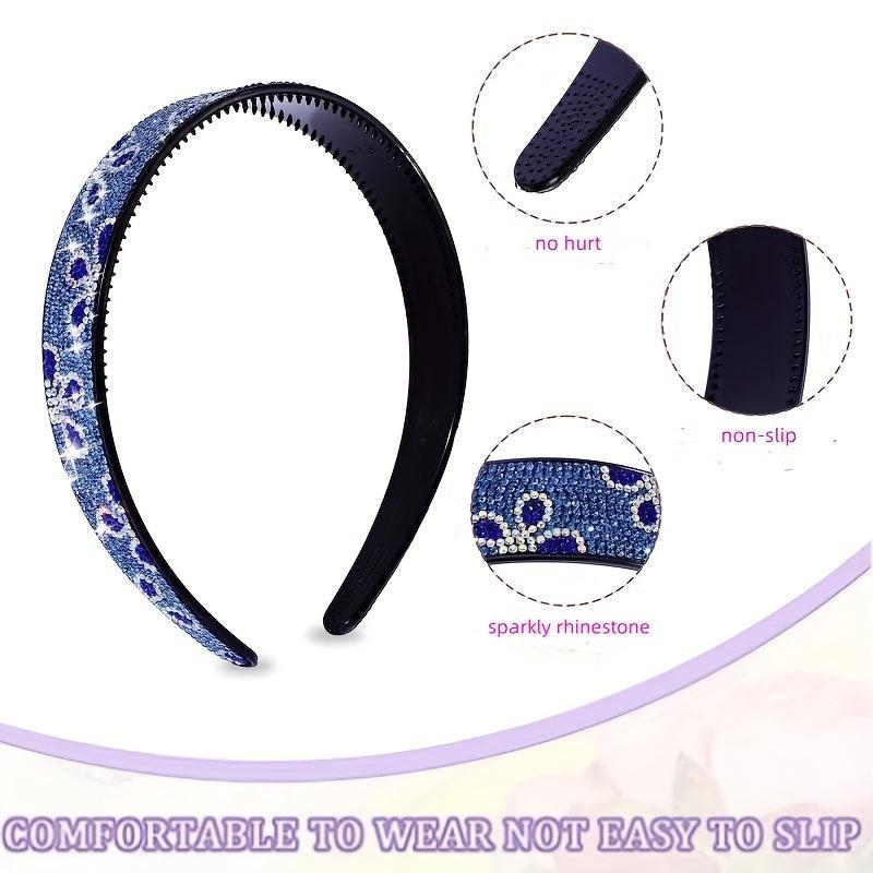 3pcs Vintage Rhinestone Headband Wide Headdress Hair Accessories Women Girls