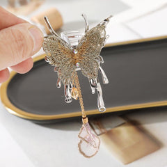 Golden Tassel Butterfly Hair Claw Ponytail Holder