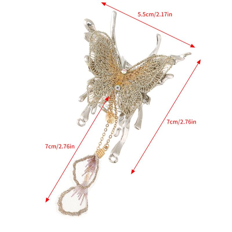 Golden Tassel Butterfly Hair Claw Ponytail Holder