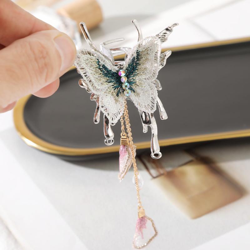 Golden Tassel Butterfly Hair Claw Ponytail Holder