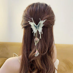 Golden Tassel Butterfly Hair Claw Ponytail Holder