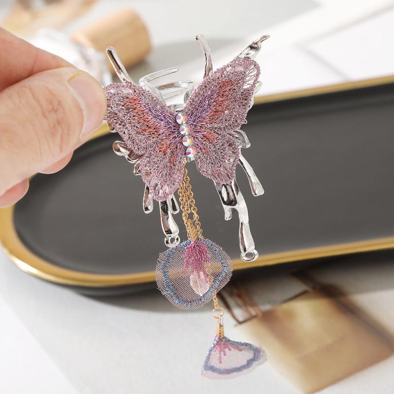 Golden Tassel Butterfly Hair Claw Ponytail Holder