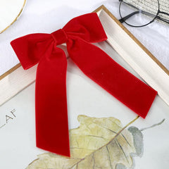 Velvet Ribbon Hair Clip Women's Fabric Solid Winter Hair Clip