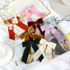 Velvet Ribbon Hair Clip Women's Fabric Solid Winter Hair Clip