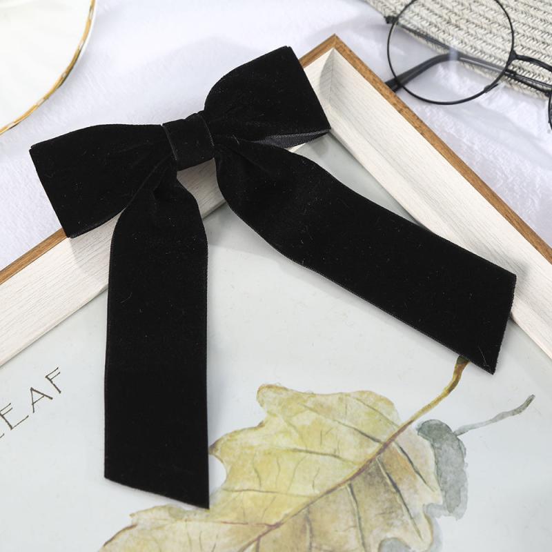 Velvet Ribbon Hair Clip Women's Fabric Solid Winter Hair Clip