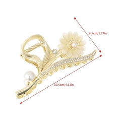Flower Pearl Rhinestone Hair Grab Strong Hold Grip Hair Jaw Clip For Thick Hair
