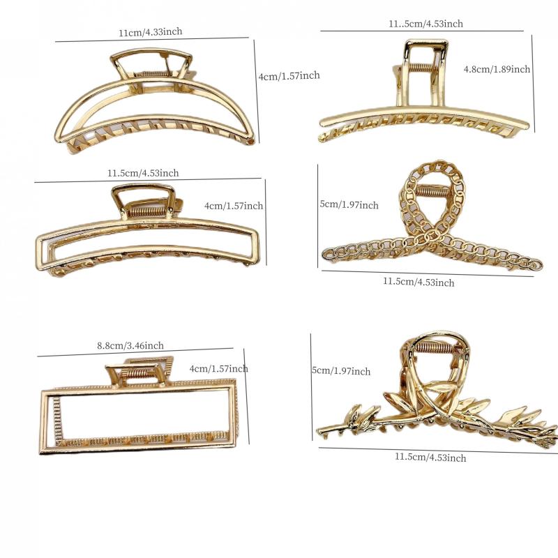 Alloy Large Hair Claw Metal Texture Hollowed Rectangular Hair Claw