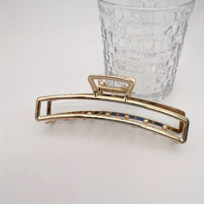 Alloy Large Hair Claw Metal Texture Hollowed Rectangular Hair Claw