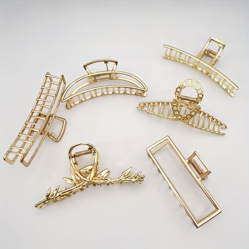Alloy Large Hair Claw Metal Texture Hollowed Rectangular Hair Claw