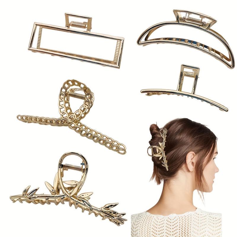 Alloy Large Hair Claw Metal Texture Hollowed Rectangular Hair Claw