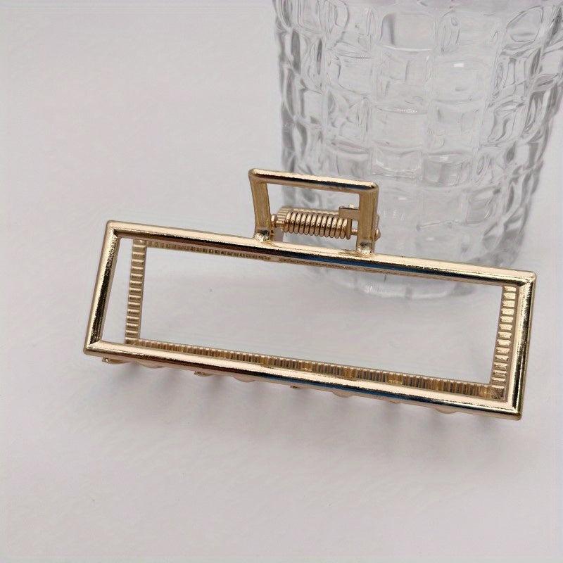 Alloy Large Hair Claw Metal Texture Hollowed Rectangular Hair Claw