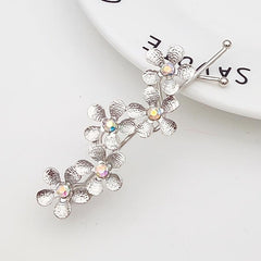 Rhinestone Flower Hairpin Sparkly Hair Clip for Women