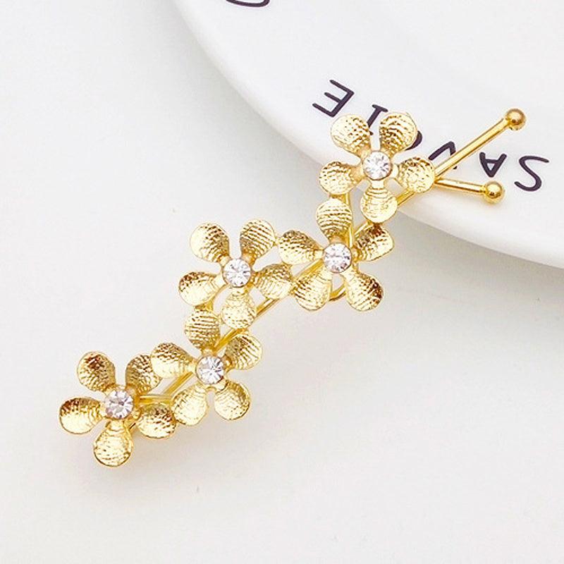 Rhinestone Flower Hairpin Sparkly Hair Clip for Women