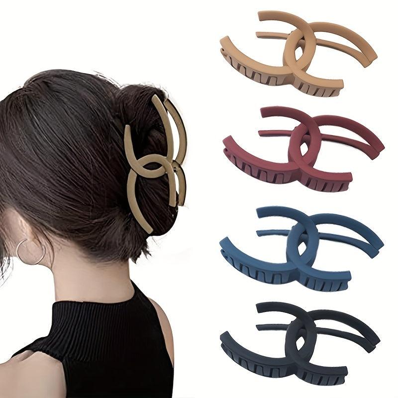 4pcs Solid Hair Claw Clip Nonslip Ponytail Holder Women Girls Hair Accessory