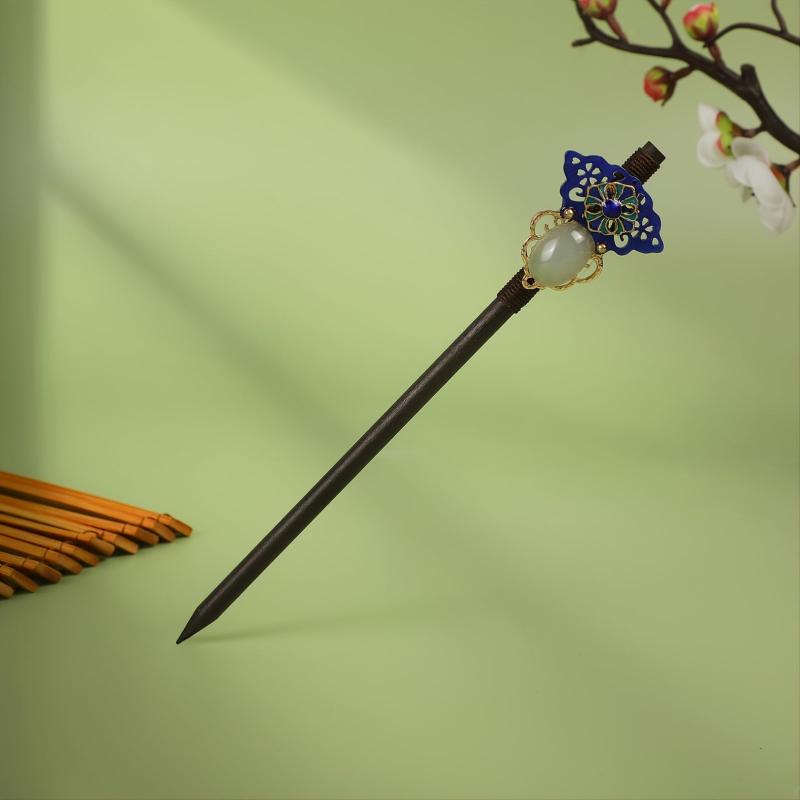 Vintage Cheongsam Hairpin Small Flower Leaves Tassel Wooden Hairpin