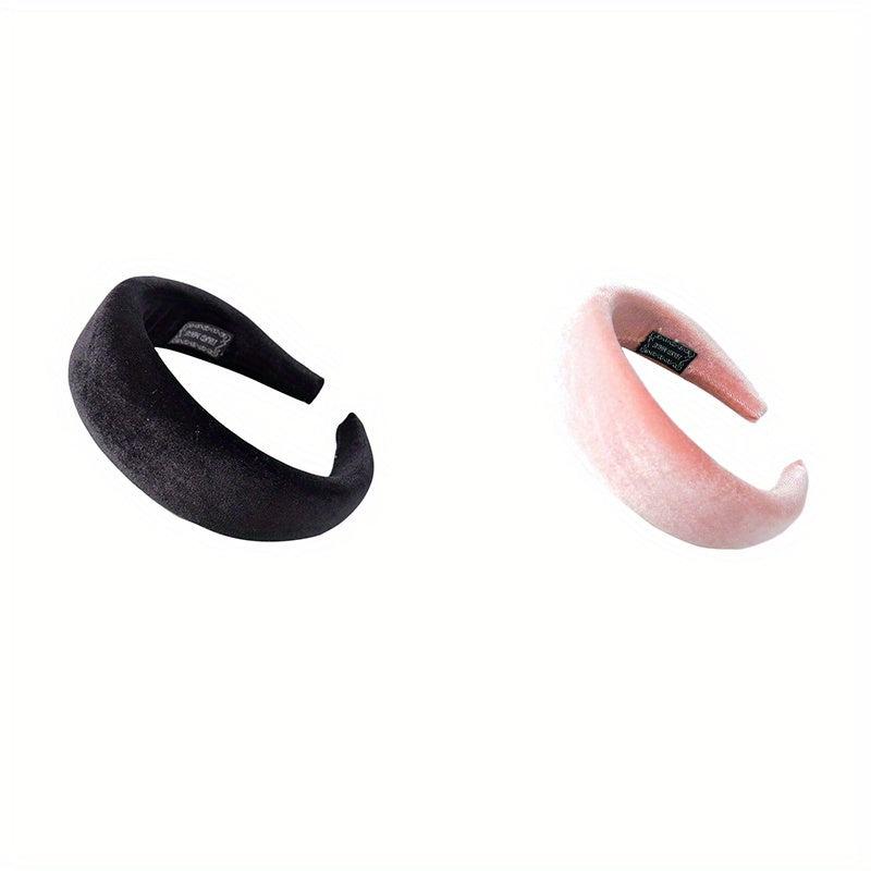 2pcs Velvet Headband Padded Hair Band Sweet Head Hoop Hair Accessories Women Gir