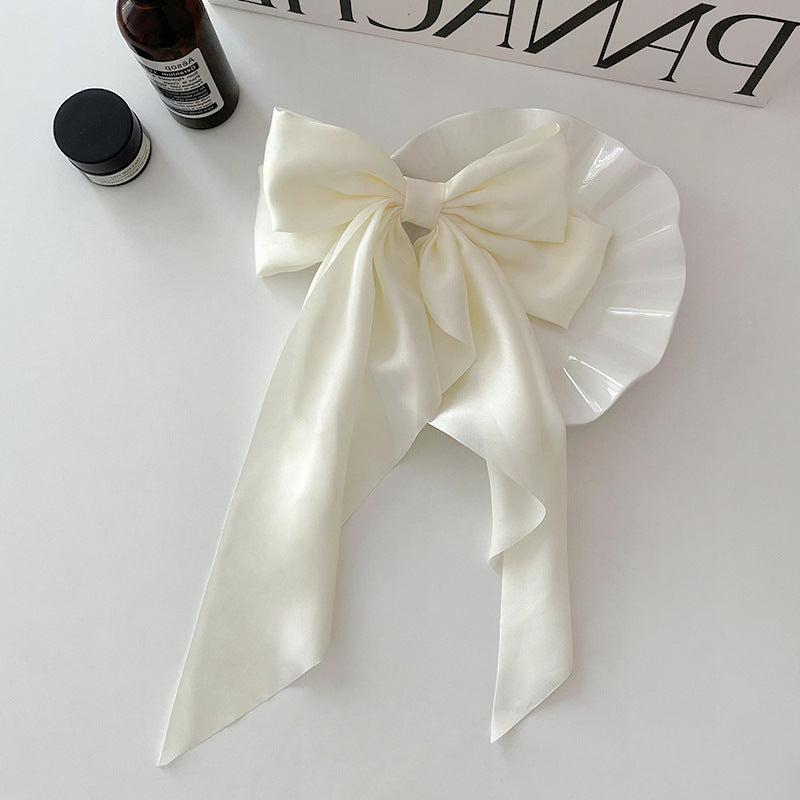 Satin Bow French Barrette Hair Clip Retro Headband