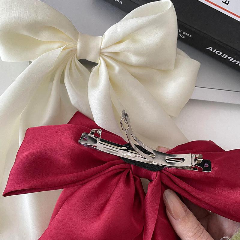 Satin Bow French Barrette Hair Clip Retro Headband