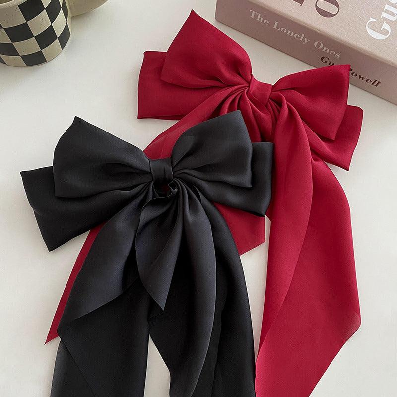 Satin Bow French Barrette Hair Clip Retro Headband