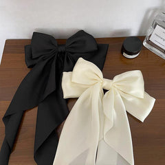 Satin Bow French Barrette Hair Clip Retro Headband