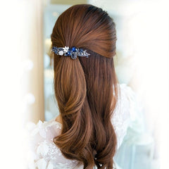 Vintage Rhinestone Flower Hair Clip French Barrette Faux Pearl Head Jewelry