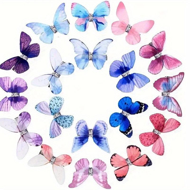 12pcs Butterfly Hair Clip Y2K Silky Colorful Clip For Side Hair Bang Braids