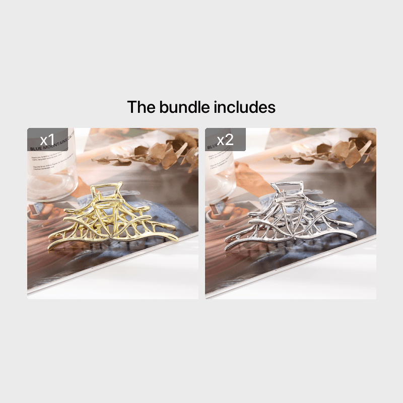 Alloy Spider Web Hair Claw Clip Golden Silver Non Slip Strong Hold