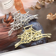 Alloy Spider Web Hair Claw Clip Golden Silver Non Slip Strong Hold