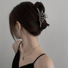Alloy Spider Web Hair Claw Clip Golden Silver Non Slip Strong Hold